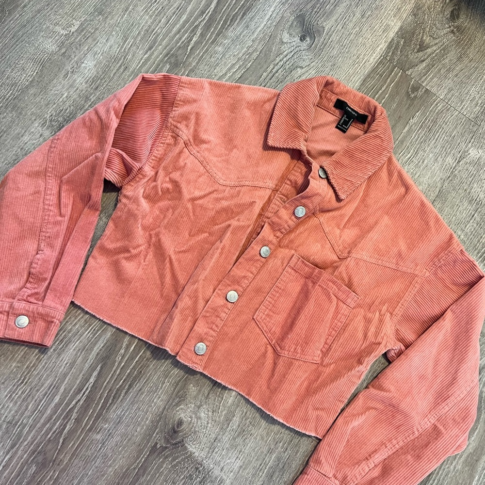 Raw Hem Cropped Corduroy Jacket